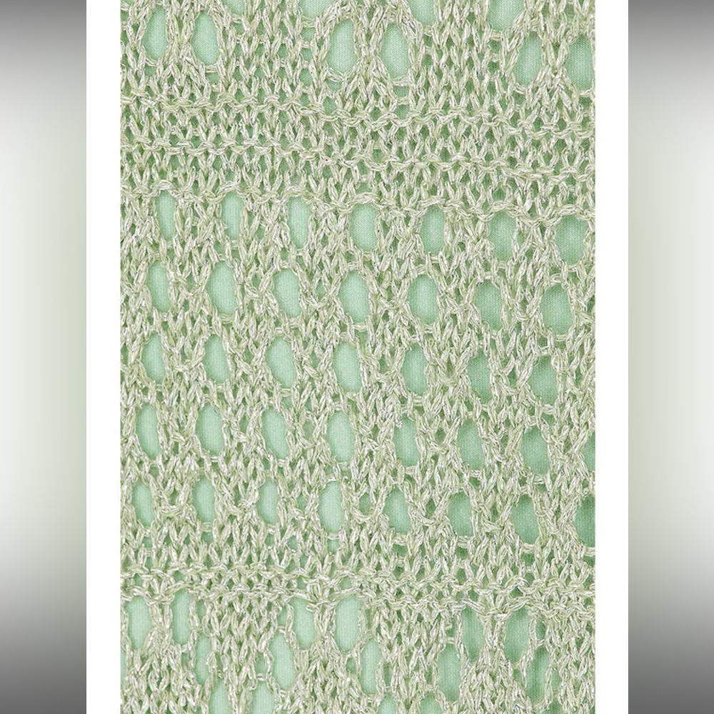 SNDYS x Revolve Strapless Crotchet Maxi Dress in Green Shimmer - Picture 3 of 5